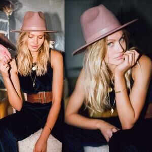 LACK OF COLOR The Fleur Wool Fedora Hat in Dusty Mauve Size 55cm/S